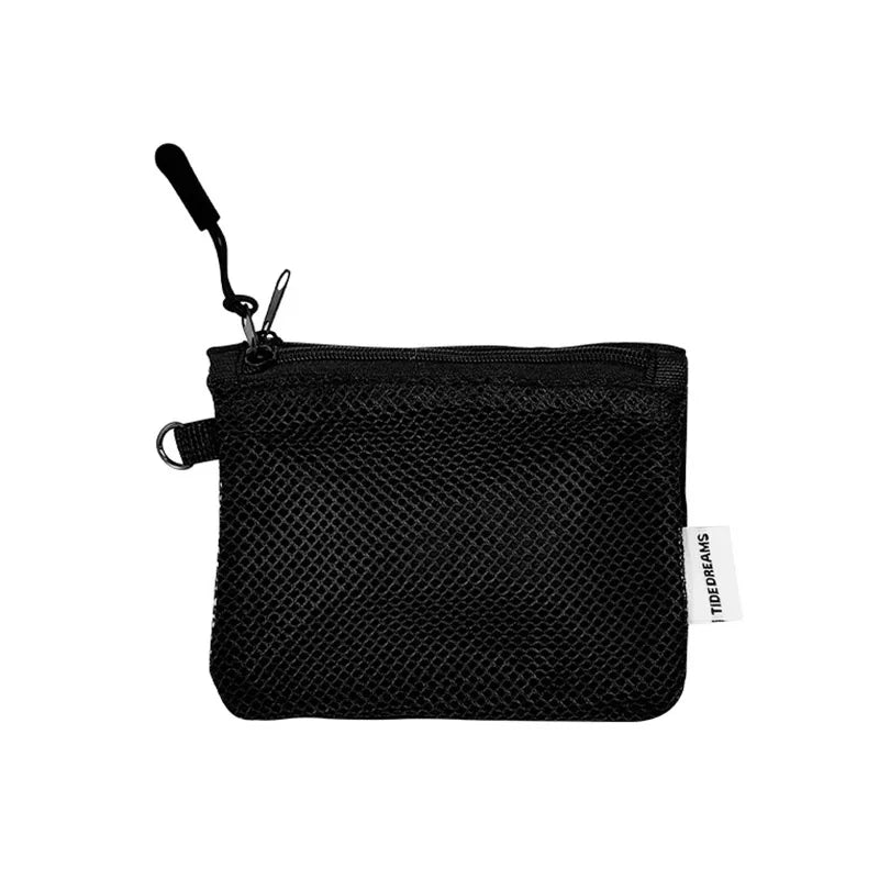 Double-layer Zipper Bag Simple Mesh Storage Bag Large Capacity Portable Earphone Lipstick Cosmetic Bag Mesh Coin Storage Bag