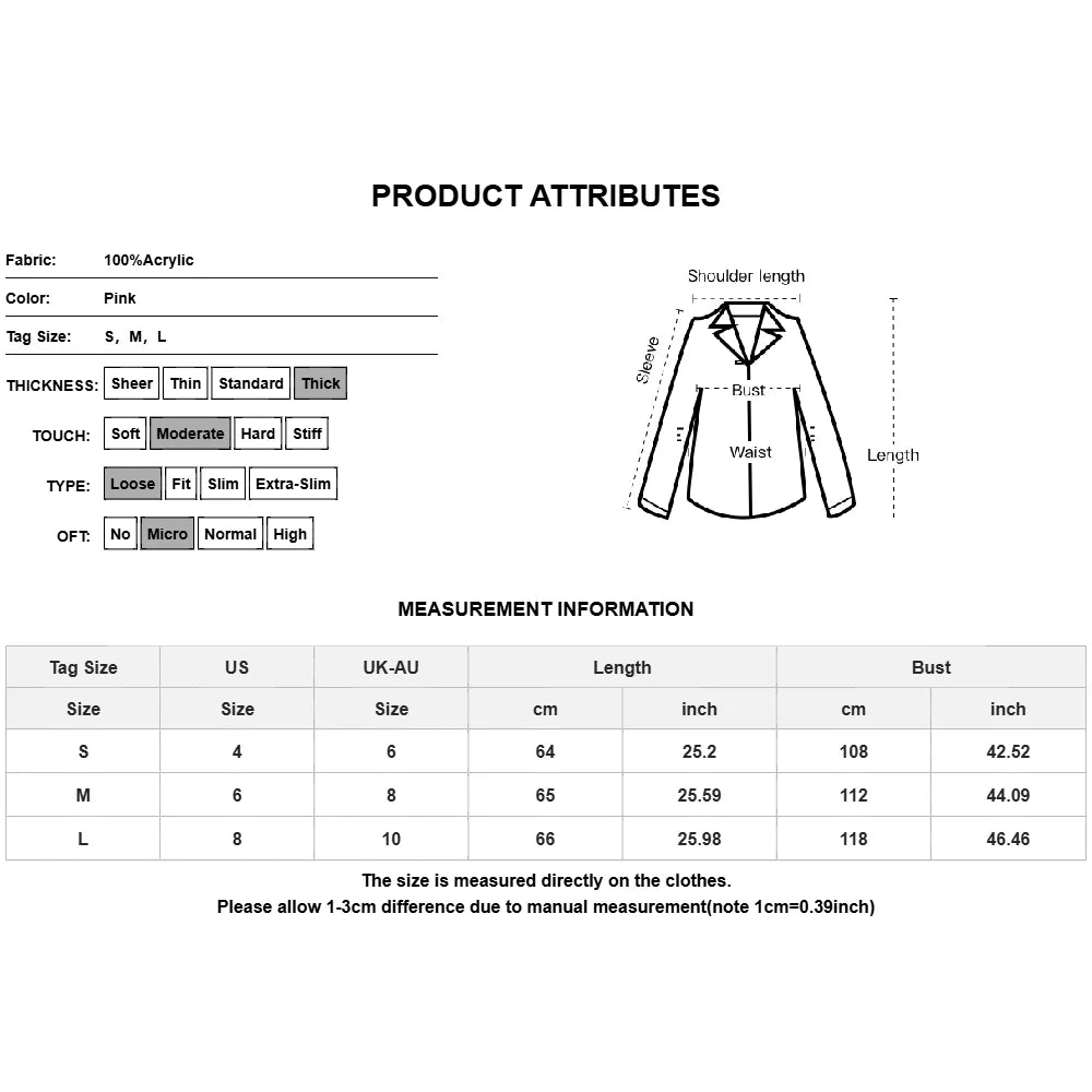 Women's Solid Fluffy V-Neck Long Sleeve Cardigan Sweater Cover Up Tops Autumn Winter Ladies Thick Softy Casual Loose Blouse S-L