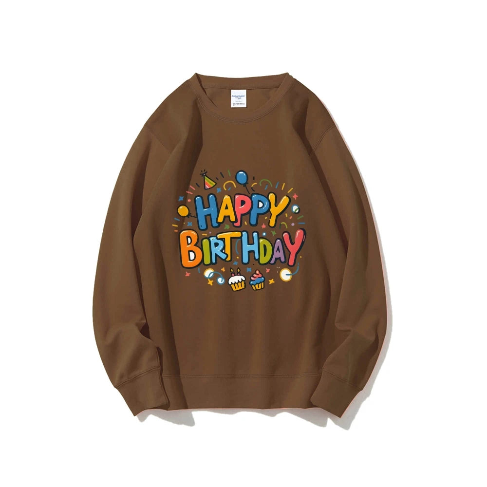Birthday Graphic Casual Sweatshirt Trendy Multi-Colored Cotton Soft Top New Fashion Crew Neck Pullover Long Sleeve Loose Sweater