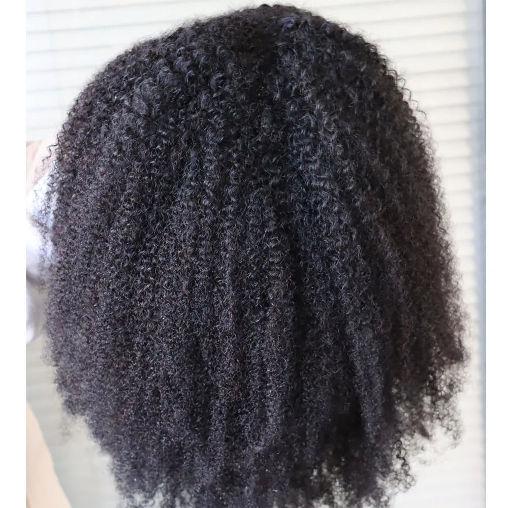 Afro Kinky Curly Human Hair Wig With Bangs for Women