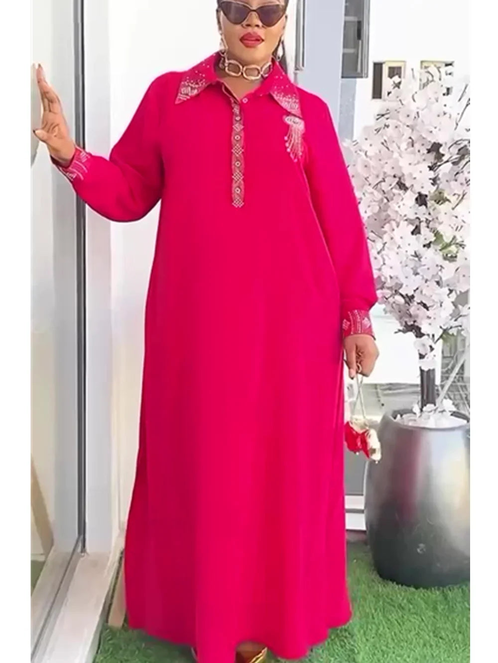 Plus Size African Party Dresses for Women 2025 New Summer Fashion Chiffon Evening Gown Elegant Turkey Muslim Maxi Long Dress
