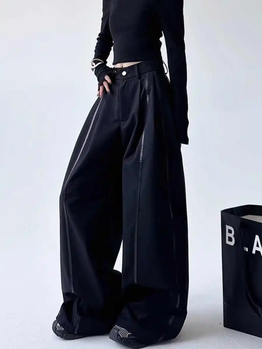 Women's Black Gothic Urban Pants Baggy Oversize Suits Long Pants Harajuku Japanese 2000s Style Y2k Emo Vintage Trousers Clothes