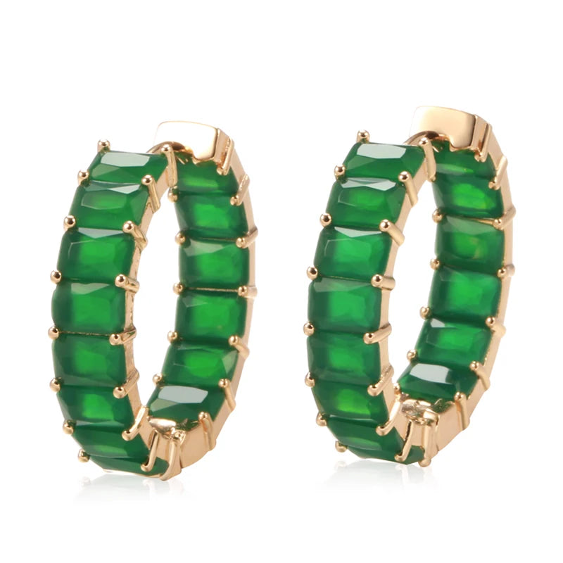 Emerald Cut Zircon Hoop Earrings