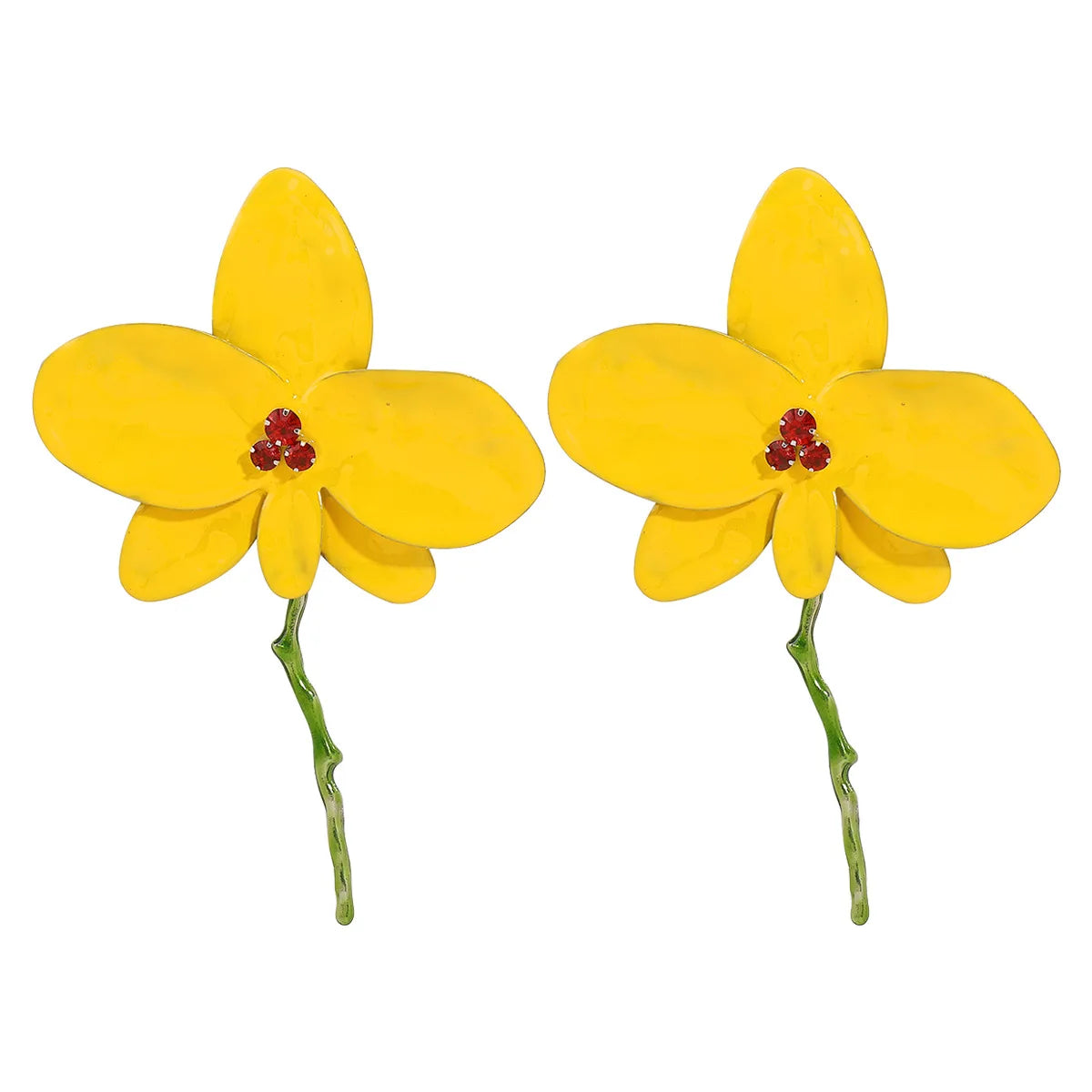 Fashion Vacation Style Petal Earring Exaggerated Metal Big Flower Earrings for Women