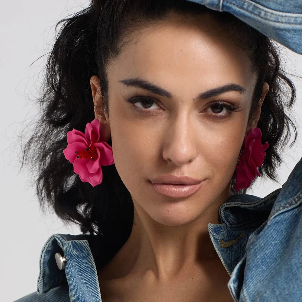 Exaggerated Ethnic Handmade Flower Drop Earrings Bohemian Acrylic Lovely Earrings High Quality Statement Female Jewelry