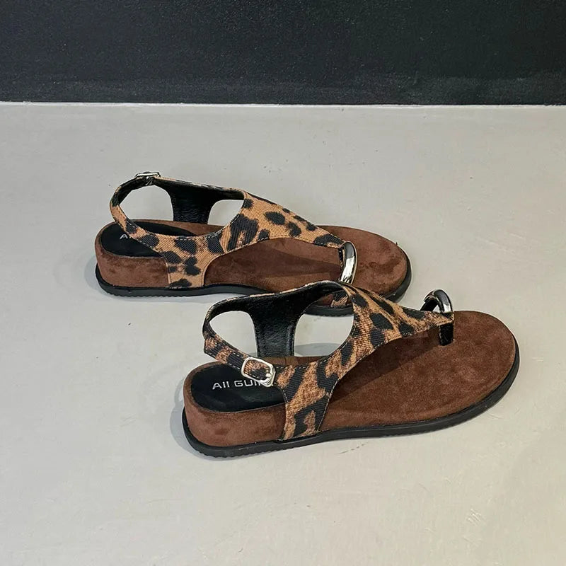 Spring Summer Fashion Metal Ladies Wedges Sandals Shoes Female Buckle Strap Women Wedges Sandals Heeled Shoes Flip flops