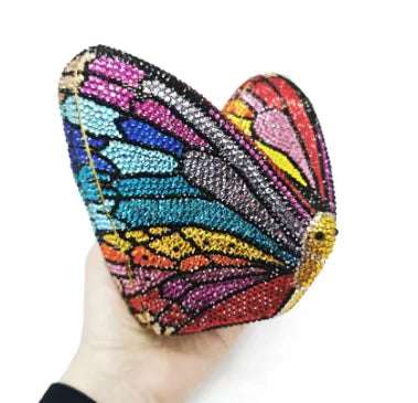 XIYUAN Butterfly Shaped Crystal Evening Bags Women Luxury Sparkling Rhinestone Clutch Purse Wedding Party Bridal Handbag Diamond