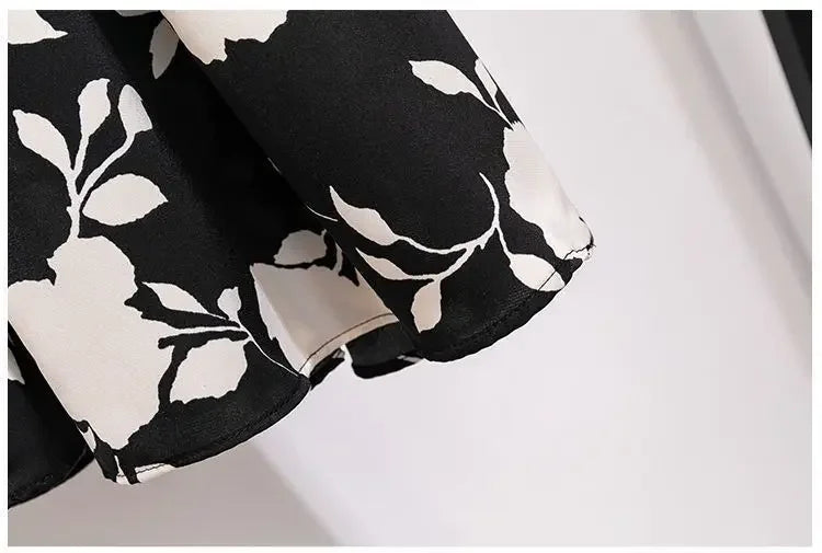 Plus Size High-Waisted Slimming Plus Size Women's Rose Skirt 2024 Summer Medium-Length Stylish BBQ Hip Covering Casual Dress