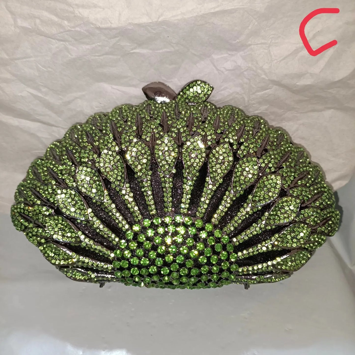 Elegant Jade Green Women Big Stones Evening Bags Crystal Metal Clutches Bags Green Wedding Party Minaudiere Purses and Handbags