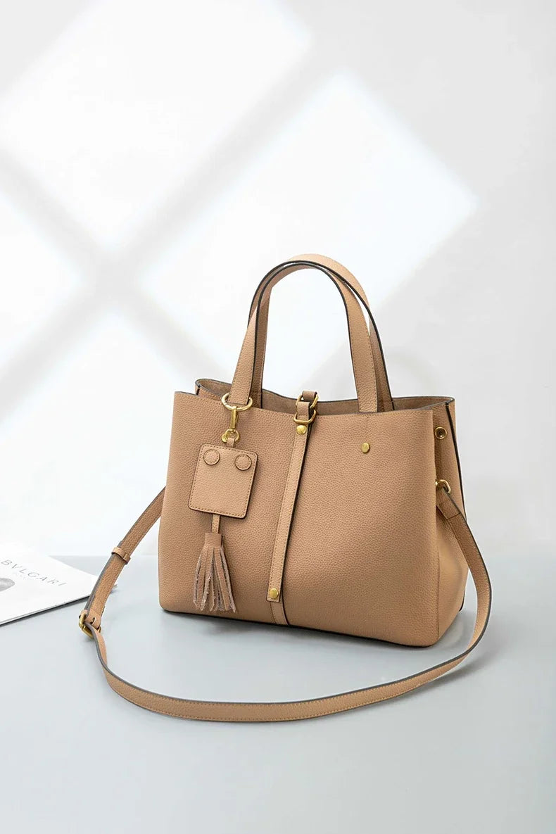 Female Soft Natural Cowhide Handbags Women Cow Genuine Leather Shoulder Bag Ladies Fashion Designer Luxury Retro Crossbody Bags
