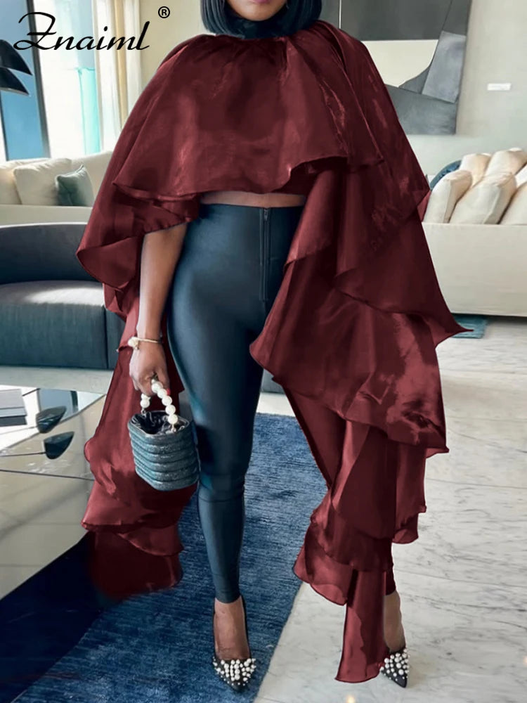 Znaiml Elegant Batwing Sleeve O-Neck Cloak Tops Women Spring Summer Dashiki Ladies Dubai Muslim Kaftan African Female Clothing