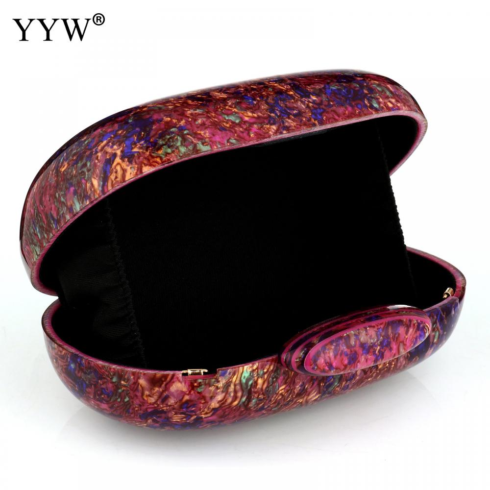 YYW Design Shell Acrylic Clutch Purse Women Marble Bag Luxury Elegant Lady Evening Bag Roud Cute Purple Handbag Shoulder Bags
