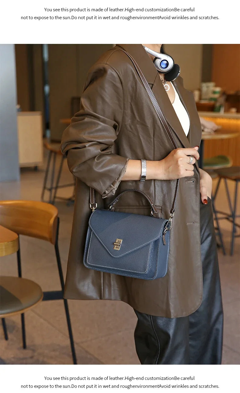 Women Natural Cow Genuine Leather Shoulder Bag Female Large Capacity Casual Crossbody Bag Lady Cowhide Fashion Commuting Handbag