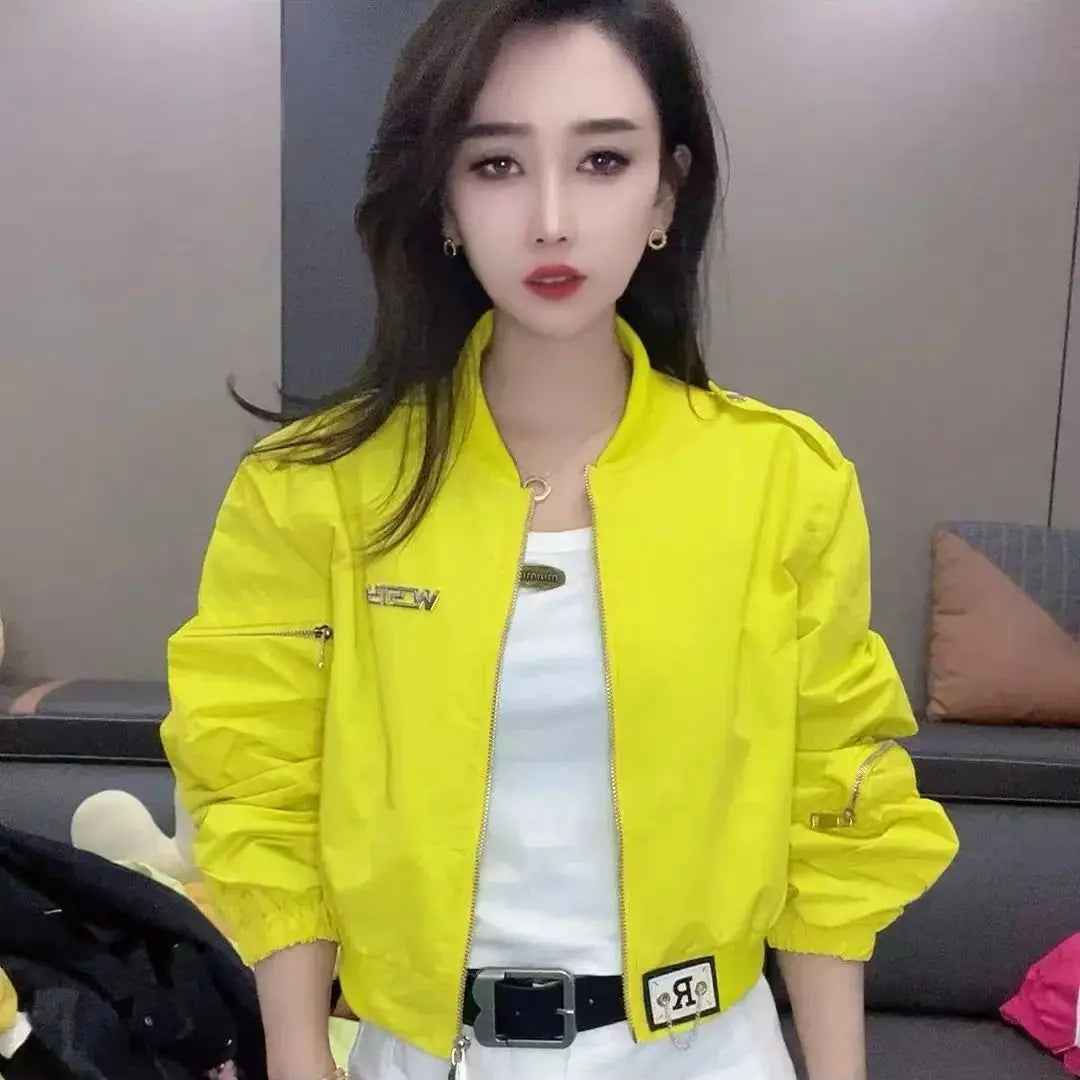Women's Short Jacket NewCoat Standing Collar Zipper Design Fashionable Casual Loose Top