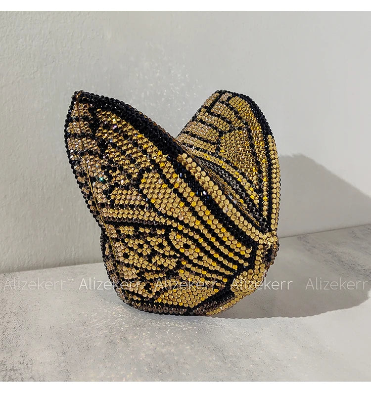 Alizekerr Butterfly Diamond Evening Bags Women 2025 Luxury Designer Gorgeous Rhinestone Clutch Purses And Handbags Wedding Party