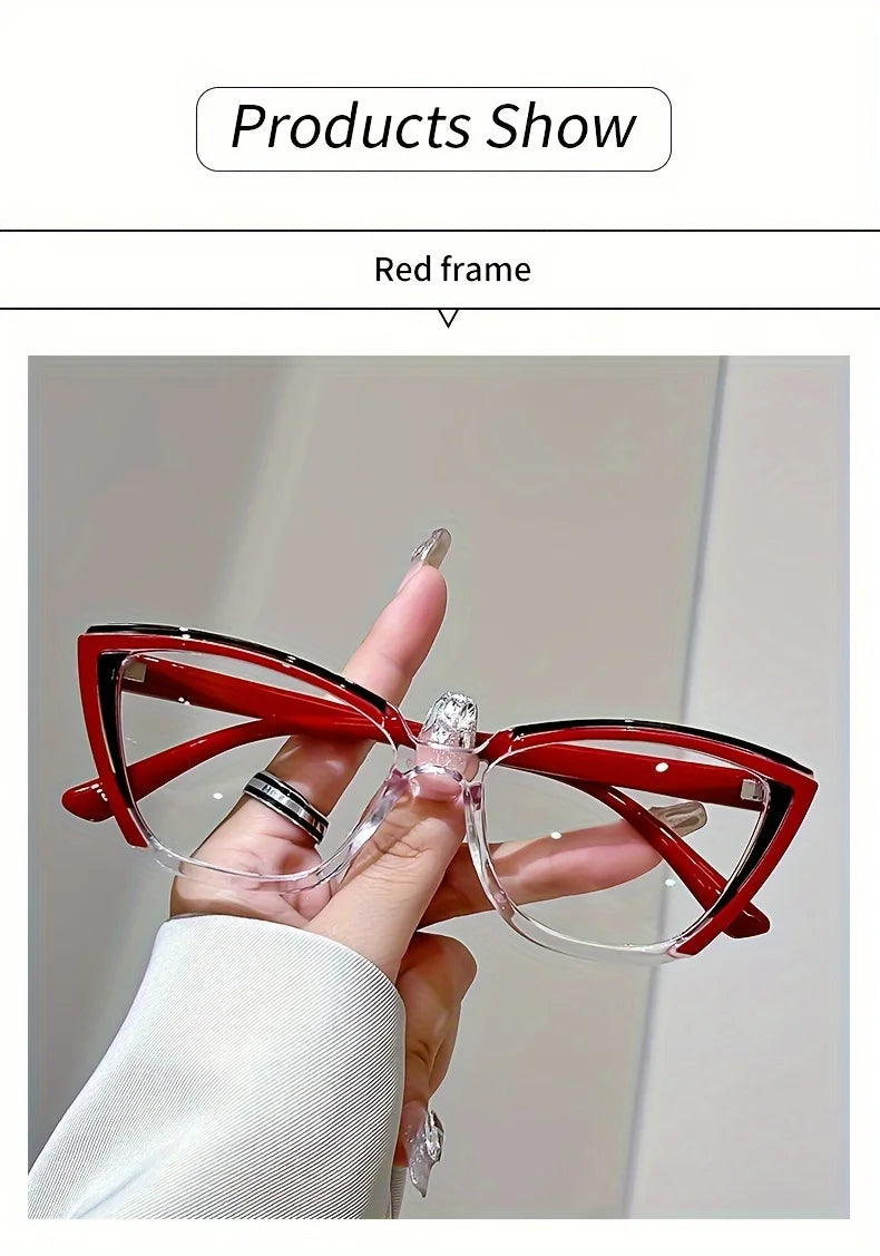 Vintage Cat-Eye Full Rim Reading Glasses Non-Prescription, PC Frame & Lens, Elegant Design, Range 1.0 to 4.0