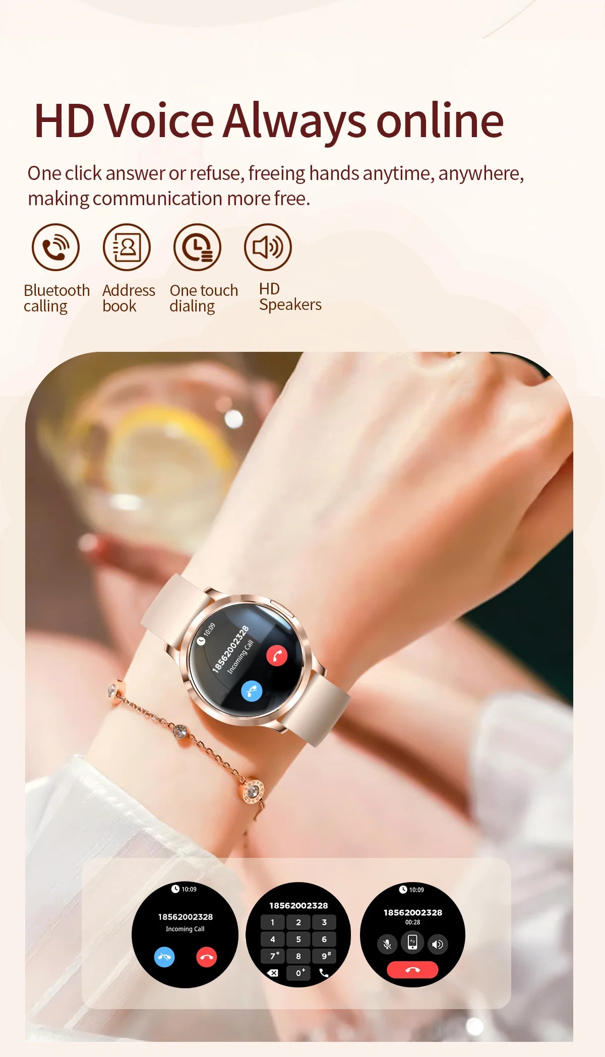 2025 New Smart Watch For Women 1.32"HD AMOLED Screen IP68 Waterproof Heart Rate Women Health Ladies Smartwatches For Android ios