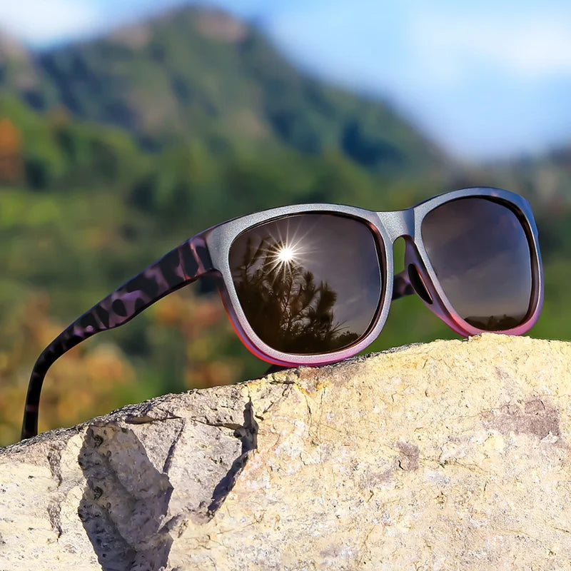1 Pair Unisex Polarized Square Fashion Sunglasses - Lightweight Purple Glitter Frame, TAC Lenses for Outdoor Sports & Fashion