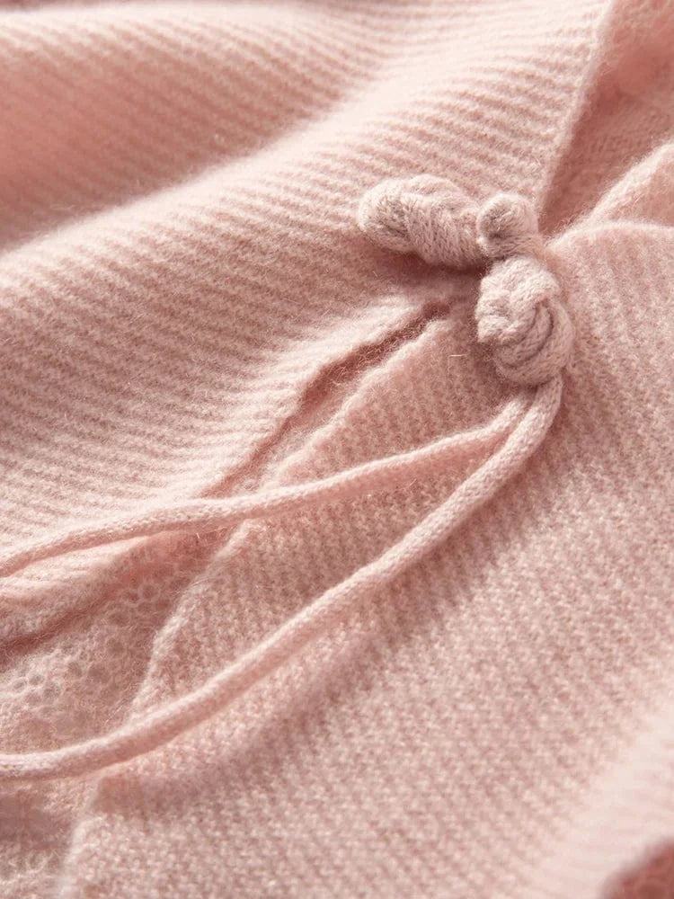 CHICUU Spring Summer Women 100% Cashmere Cape Thin Hollow Grace Chinese Style Shawls Cashmere Knitwear Sweater Wraps Luxury Top