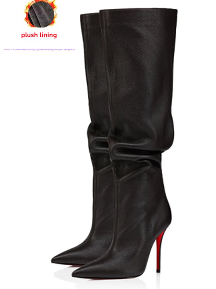 Pointed Toe Slim High Heel Knee High Boots for Women