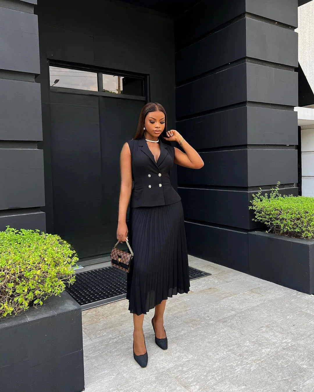 CM.YAYA Street OL Work Women's Set Sleeveless Vest Tops and Pleated Skirts Suit 2024 Summer INS Two 2 Piece Set Outfit Tracksuit