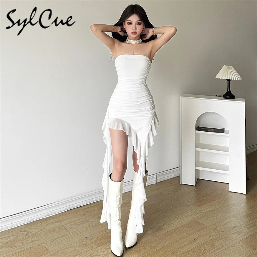 Sylcue Spring Bachelor Party Sweet Gentle Intellectual Tight Character Hot Mature Beautiful Girl Chest Tassel Dress