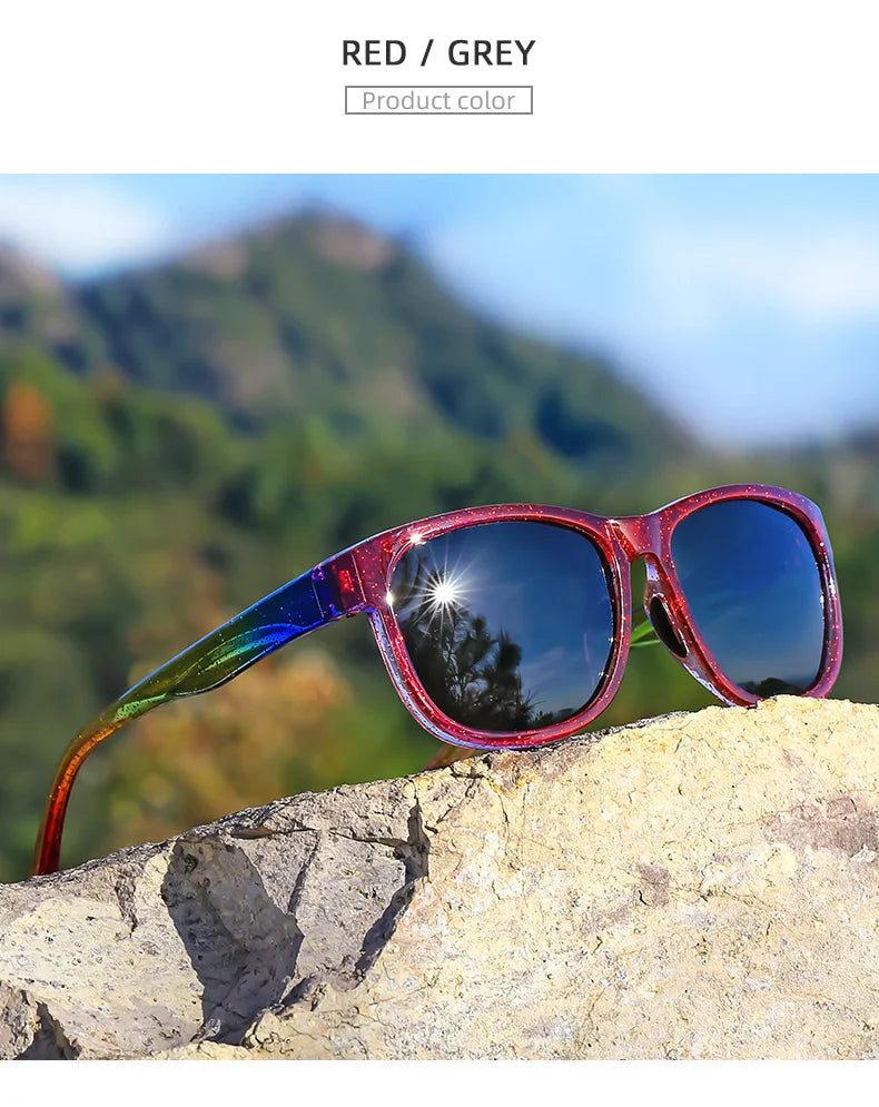 1 Pair Unisex Polarized Square Fashion Sunglasses - Lightweight Purple Glitter Frame, TAC Lenses for Outdoor Sports & Fashion