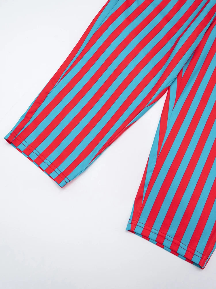 Weird Puss Sexy Stripe Patchwork 2-Piece Set Women Halter Chest Wrapped Camisole+Skinny Mid Pants Matching Hottie Beach Outfits