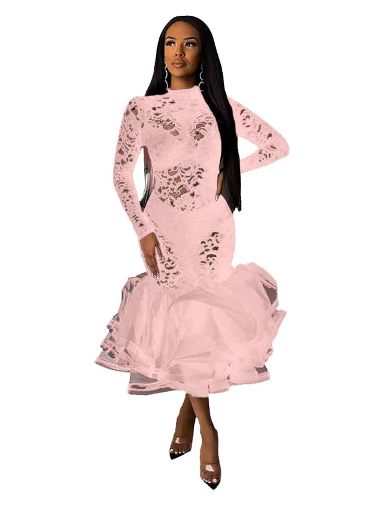 Wmstar Party Dress Women Sexy Hollow Out Bodycon Maxi Long Maxi Dress Hip Wrap Club Outfits New In Spring Wholesale Dropshipping