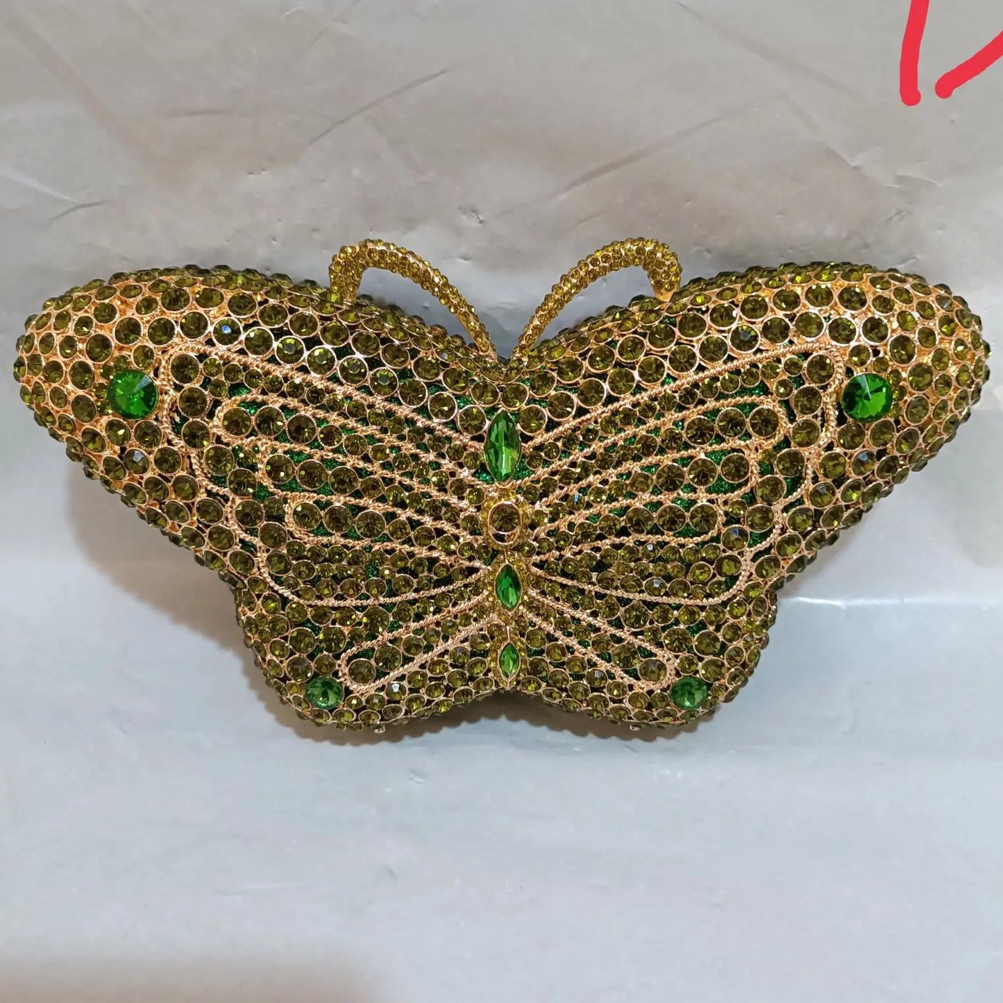 Elegant Jade Green Women Big Stones Evening Bags Crystal Metal Clutches Bags Green Wedding Party Minaudiere Purses and Handbags