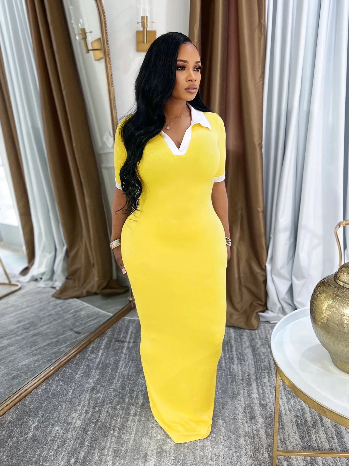 CM.YAYA Knitted V-Neck Women Short Sleeve Bodycon Long Dress 2025 Summer Sexy Night Club Birthday Party Active Maxi Dresses