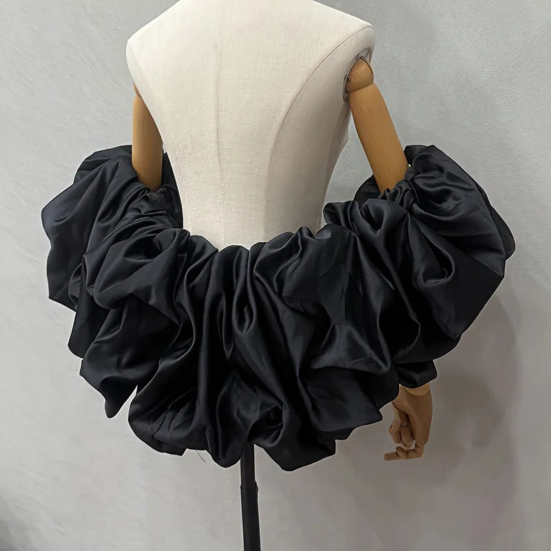 Satin Ruffled Off Shoulder Bridal Wrap