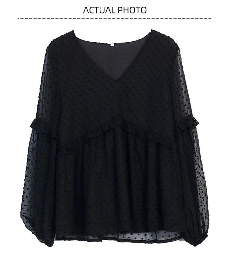 Spring Summer New Women's Black Lace Collar Maternity Shirt Sheer Long Sleeve Drawstring Design for Expectant Mothers