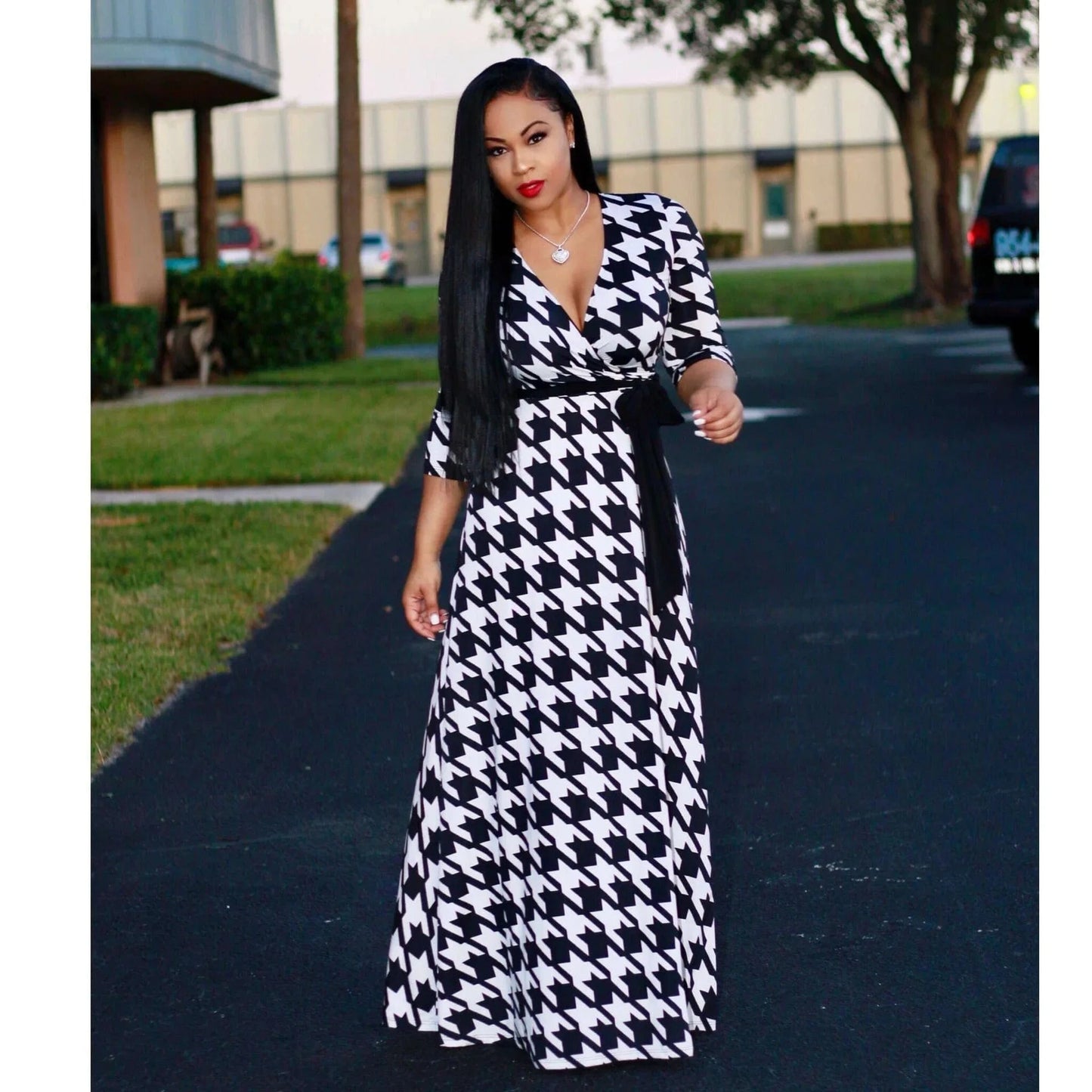 Women Sexy Bodycon Beach Bohemian Maxi Splicing Floral Print Dress for Women Casual Summer Sundress V-Neck 3/4 Sleeve