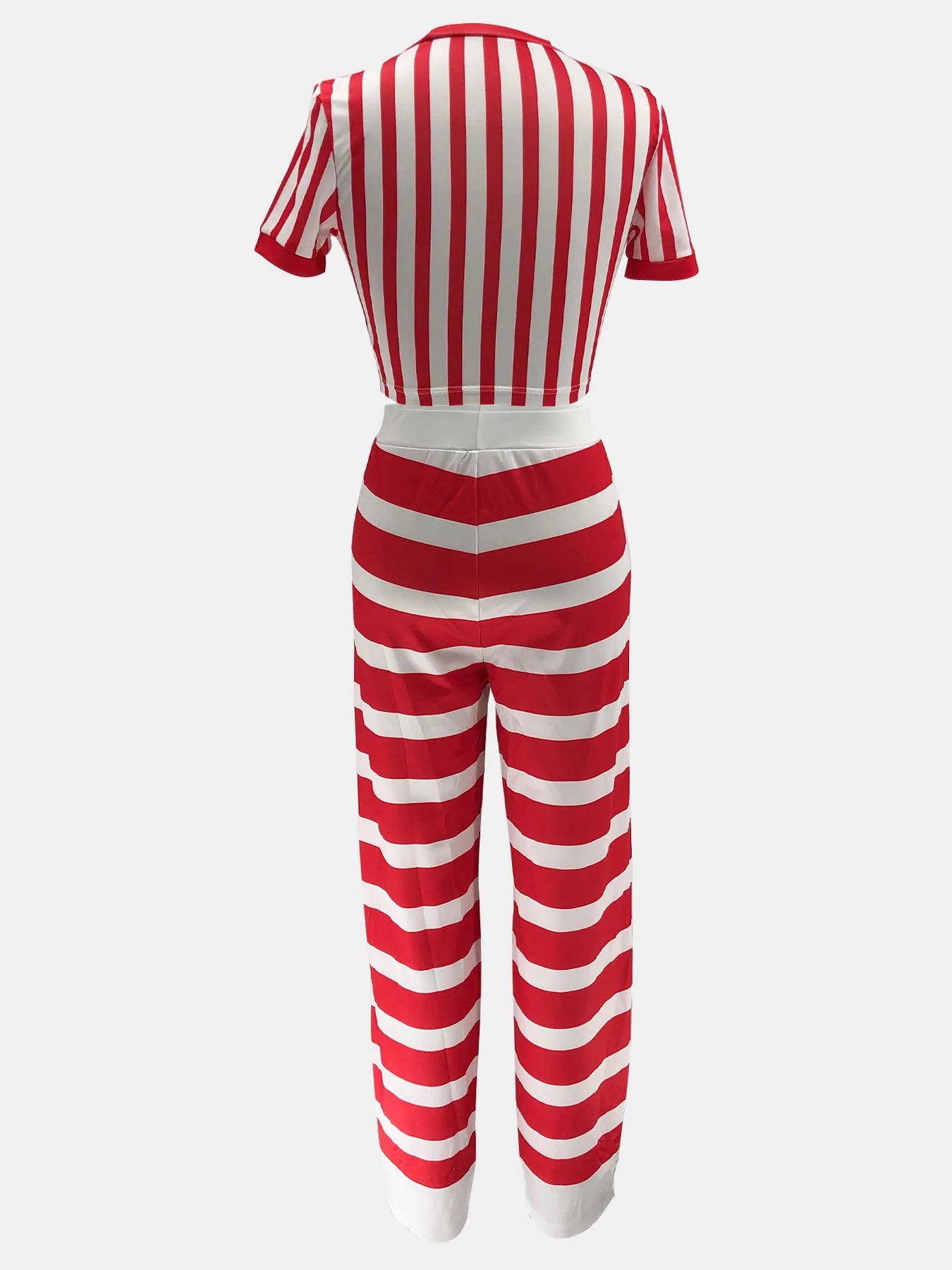 CM.YAYA Women's Set Short Sleeve Striped T-shirt + Wide Leg Pants Active Fitness Streetwear Two 2 Piece Sets Outfits Tracksuit