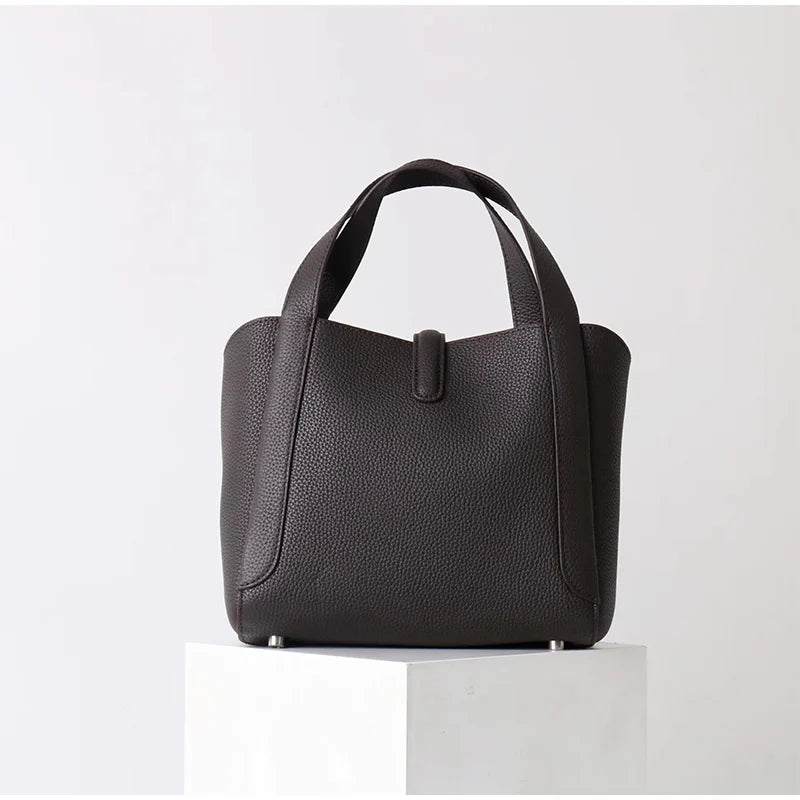 Brand Genuine Leather Basket Bag Women Luxury Fashion Simple Texture Tote Bag New Versatile High-end Shoulder Bag Messenger Bag