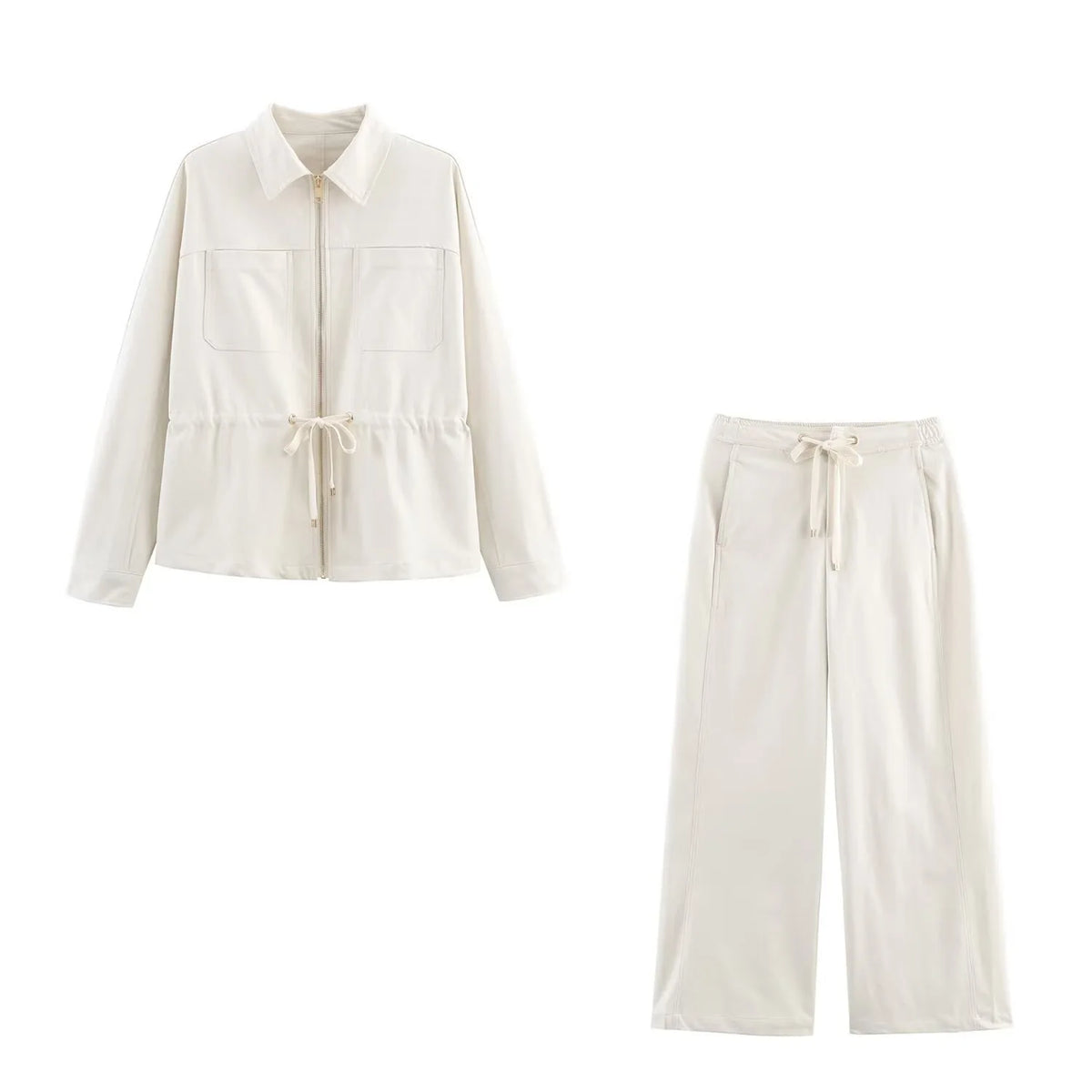 Casual Lapel Jacket And Drawstring Pants Set for Women