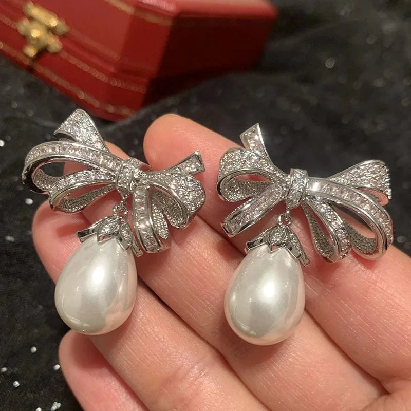 Bilincolor Purple Knot Pearl Earrings For Jewelry Gift