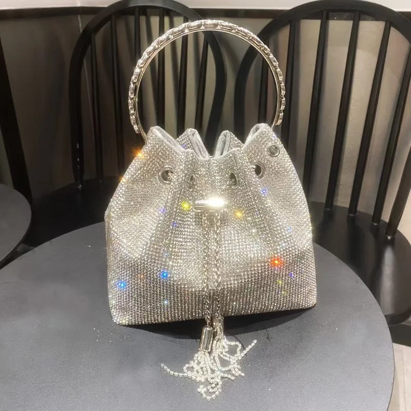 Luxury Designer Women's Handbag Crystal Shiny Rhinestones Diamond Evening Bag Wedding Party Clutch Purse Shoulder Crossbody Bag