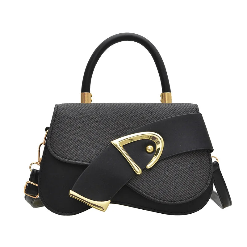 Women's Elegant Minimalist Shoulder Bag Golden-Tone Hardware Adjustable Strap Formal Purse Durable Handbag Fashionable Tote