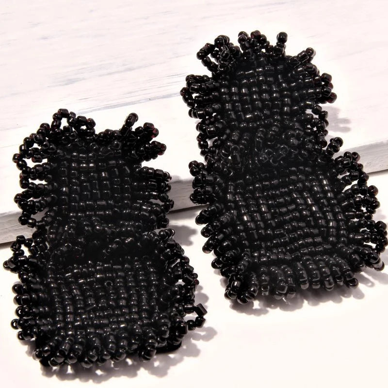 Bohemian Beaded Square Fringe Drop Earrings for Women