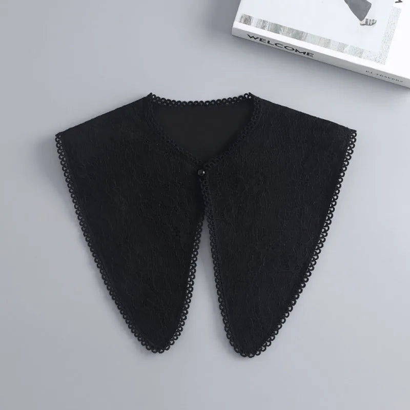 Removable Lace Doll Fake Collar Women Tie Ladies White Shawl Wrap Detachable Embroidered Lapel False Collar Clothes Accessory