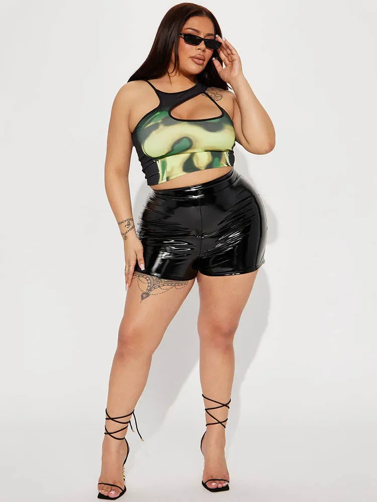 High Waist Patent Leather Shorts Women Wet Look PU Hot Pants Custom Summer Stretch Bodycon Shorts Dance Pole Costume Clubwear