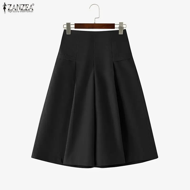 Casual Wide Leg Cropped Trousers With Elastic Waist for Women