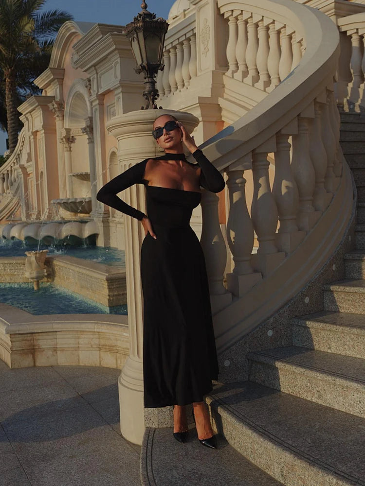 Hollow Out Slim Ankle Length Dress for Women