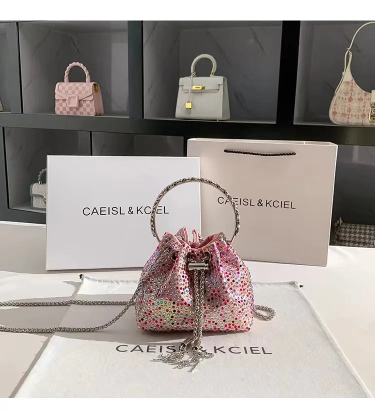 Luxury Designer Women's Handbag Crystal Shiny Rhinestones Diamond Evening Bag Wedding Party Clutch Purse Shoulder Crossbody Bag