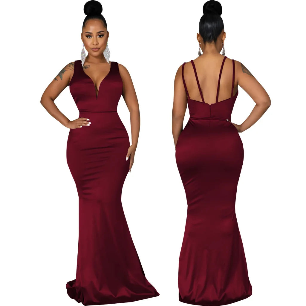 Sexy Fashion Deep V-Neck Dress Women's Dress JX5604