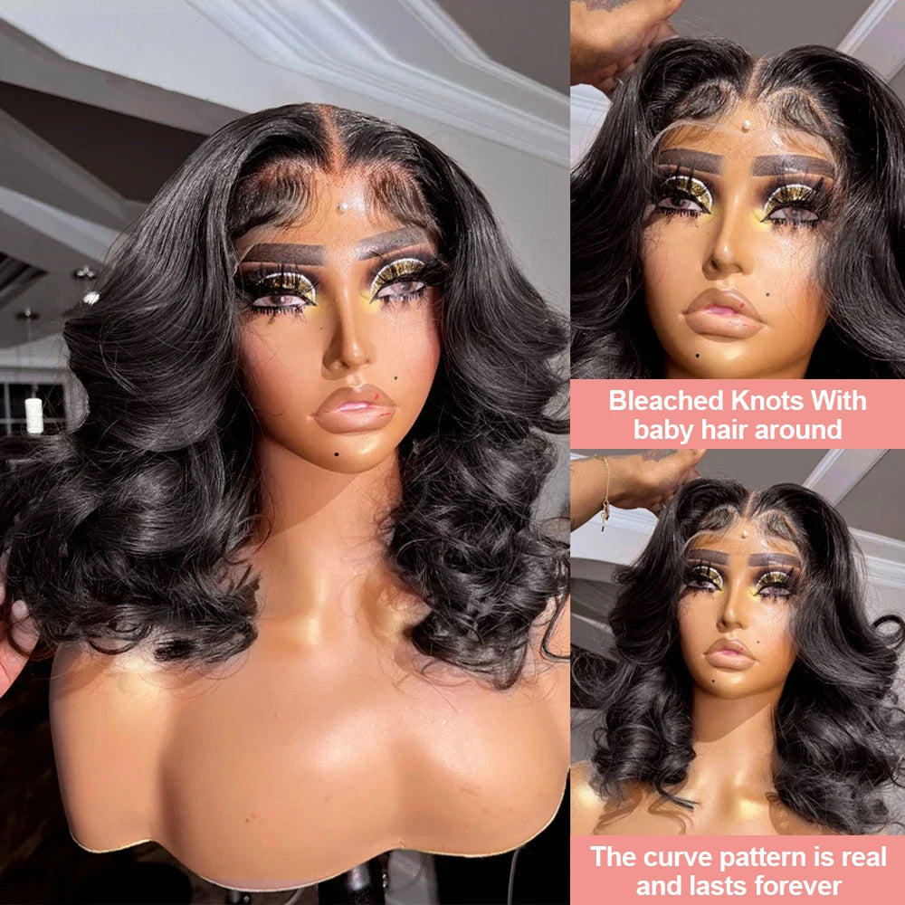 Body Wave Short Bob 13x6 Transparent Lace Front Human Hair Wigs Glueless 7x5 13x4 HD Pre Plucked Lace Frontal Wig For Women 250%