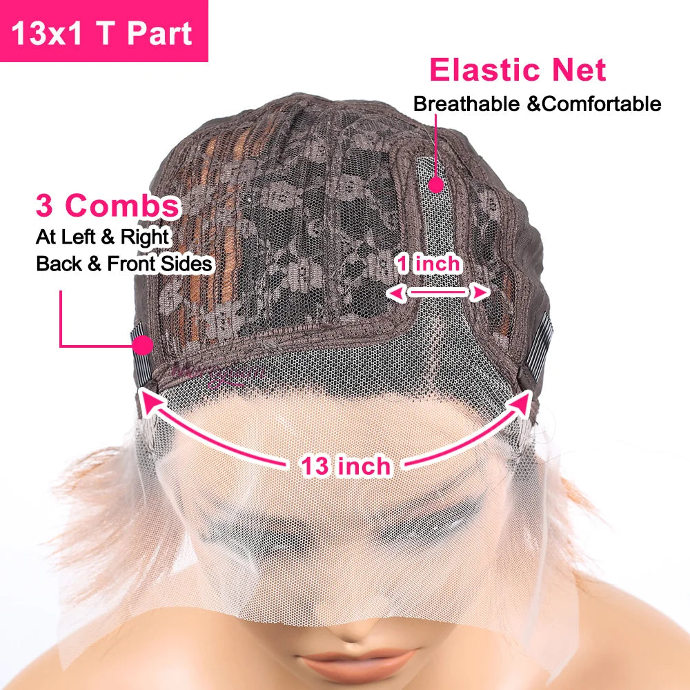 Ginger Orange Pixie Cut Human Hair Lace Wig for Women