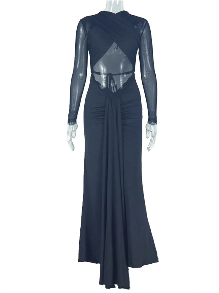 Wmstar Dresses Women Party Sexy See Through Bodycon Fashion Bandage Maxi Long Dress New Summer Wholesale Dropshipping 2025